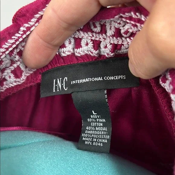 INC International Concepts Red and White Ruffled Embellished Blouse - Picture 2 of 6